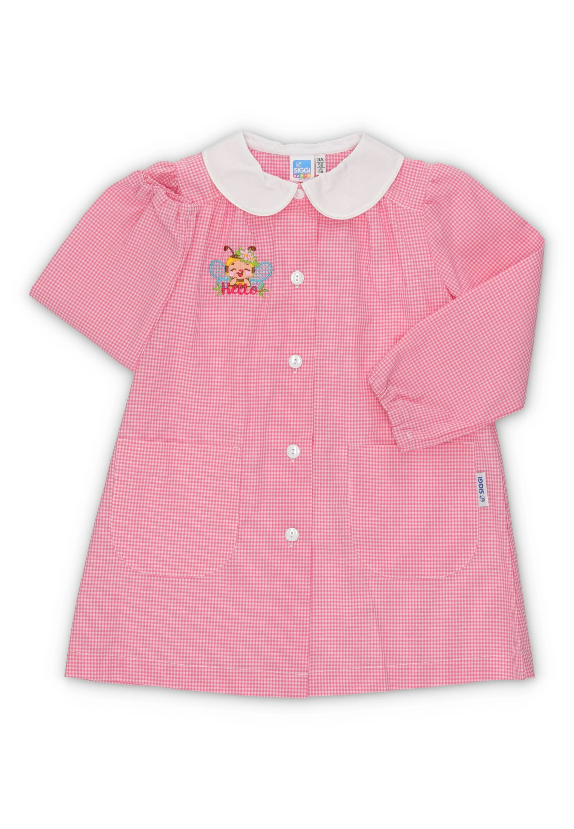 Grembiule bambina Siggi a quadri con ricamo frontale art.33GR4174